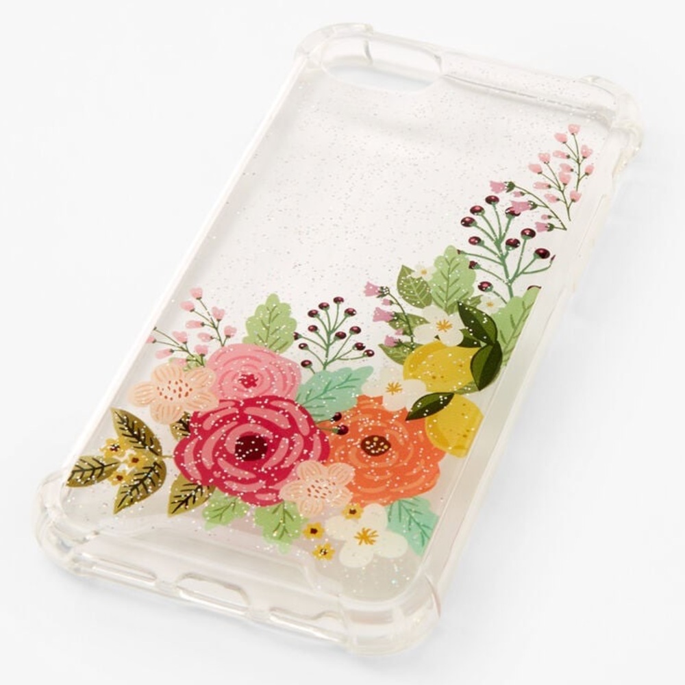 Clear Glitter Floral Phone Case For IPhone 12 Pro Max